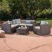 Latitude Run® 6 Piece Rattan Sectional Set w/ Cushions Wicker/Rattan in Gray/Black/Brown | Outdoor Furniture | Wayfair