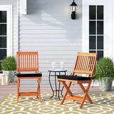 Lark Manor™ Gwenda Solid Wood Patio Folding Chair w/ Cushions Solid Wood in Black/Brown | 35 H x 18.25 W x 23.5 D in | Wayfair