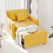 Convertible Chair - Latitude Run® 39" Upholstered Convertible Chair Bed w/ 2 Pillows Linen/Fabric in Yellow | 33.75 H x 39 W x 78 D in | Wayfair