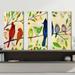 Red Barrel Studio® A Flock of Many Colors by Jennifer Lommers - 3 Piece Wrapped Canvas Painting Print Set Canvas in White | Wayfair