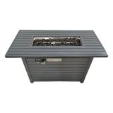 Latitude Run® 25" H x 42" W Steel Outdoor Fire Pit Table w/ Lid Steel in Gray/White | 25 H x 42 W x 20 D in | Wayfair