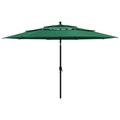 vidaXL Parasol à 3 niveaux avec mât en aluminium Vert 3,5 m