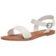 Amazon Essentials Damen Sandale mit Zwei Riemen und Schnalle, Weiß, 39 EU