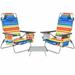 Costway 2 Packs 5-Position Outdoor Folding Backpack Beach Table Chair Reclining Chair Set-Yellow