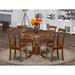 East West Furniture Dining Table Set- A Round Kitchen Table with Pedestal and Dining Room Chairs, Mahogany (Pieces Option)