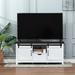 Modern Farmhouse White with Dark Brown 47.3" Wide TV Stand and Bench - 21.66" H x 47.3" W x 15.4" D