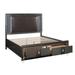 2 Drawer Wooden Queen Bed with LED Trim and Diamond Pattern, Gray