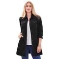 Plus Size Women's Long Denim Jacket by Jessica London in Black (Size 20 W) Tunic Length Jean Jacket