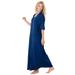 Plus Size Women's Long French Terry Zip-Front Robe by Dreams & Co. in Evening Blue (Size 4X)