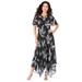 Plus Size Women's Floral Sequin Dress by Roaman's in Black Embellished Print (Size 16 W)