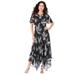 Plus Size Women's Floral Sequin Dress by Roaman's in Black Embellished Print (Size 20 W)