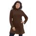 Plus Size Women's Mockneck Ultimate Tunic by Roaman's in Chocolate (Size 6X) 100% Cotton Mock Turtleneck