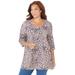 Plus Size Women's Easy Fit 3/4-Sleeve Scoopneck Tee by Catherines in Animal Print (Size 0X)