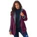 Plus Size Women's Hooded Jacket with Fleece Lining by Roaman's in Dark Berry (Size 5X) Rain Water Repellent