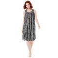 Plus Size Women's Pintuck Cooling Sleeveless Sleepshirt by Dreams & Co. in Black Pansy (Size 18/20) Nightgown