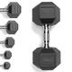 Gallant Dumbbells Set - Rubber Coated Chrome Handle Hexagonal Cast Iron Hex Weights Dumbbells Set for Bodybuilding Fitness Training Home Gym Equipment - 15kg pair