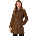 Allegra K Women's Christmas Costume Winter Single Breasted Faux Fur Collar Warm Coat Brown S