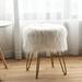 Faux Fur Vanity Chair Makeup Stool Furry Padded Seat Round Ottoman