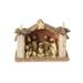 Handmade Wood Nativity Scene, 'African Palm House' (Ghana) - 6.75" H x 8.75" W x 4.7" D