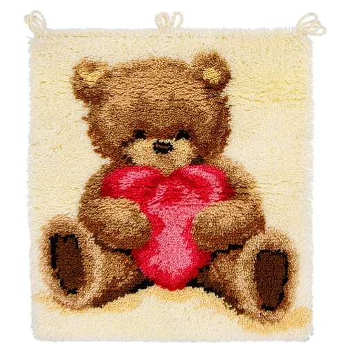 Knüpfteppich Teddybär mit Herz, 55 x 60 cm