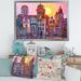 East Urban Home Street Scene In Old Town w/ Colorful Buildings - Picture Frame Print on Canvas in Orange/Red | 12 H x 20 W x 1 D in | Wayfair