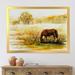 East Urban Home Horse Grazing on a Meadow - Painting on Canvas Metal in Yellow | 30 H x 40 W x 1.5 D in | Wayfair DE767A13EF6944EFB7E23A2BEC50A6AD