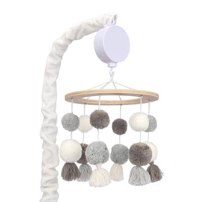 Lambs & Ivy Signature Pom Pom Musical Baby Crib Mobile - White/Gray