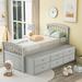 Twin Size Platform Storage Bed Solid Wood Bed with 6 Drawers