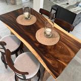 Loon Peak® Ela Bar Height 59" Solid Wood Trestle Dining Table Plastic in Brown | 34" W x 98" L | Wayfair 2F2A1934AEB7492FBD3CAE1E69248CDD
