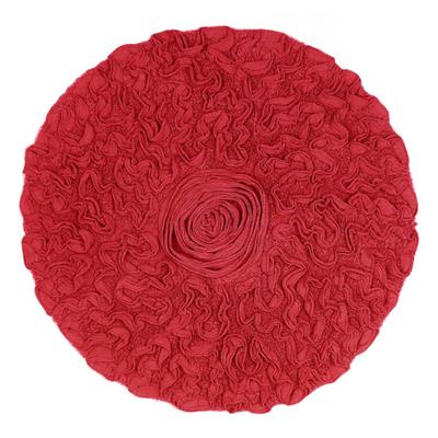 Bell Flower Round Bath Rug Collection by Home Weavers Inc in Red (Size 30" ROUND)