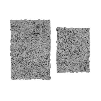 Bell Flower 2-Pc. Bath Rug Collection by Home Weavers Inc in Grey