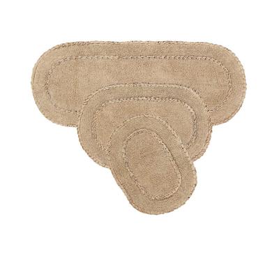 Double Ruffle 3 Piece Set Bath Rug Collection by Home Weavers Inc in Linen