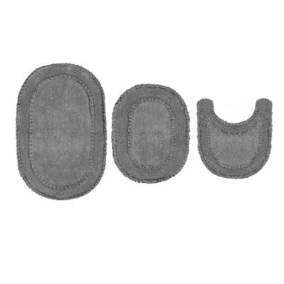 Double Ruffle 3 Piece Set Bath Rug Collection by Home Weavers Inc in Grey