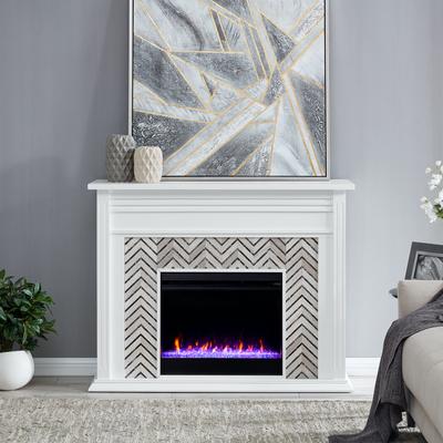 Hebbington Tiled Marble Fireplace by SEI Furniture in White
