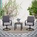 3-piece Patio Bistro Set, 2 Rattan Swivel Chairs with Cushion and 1 Metal Side Table
