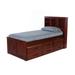 OS Home and Office Furniture Model Solid Pine Twin Captains Bookcase Bed with 6 drawers in Rich Merlot