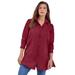 Plus Size Women's Kate Tunic Big Shirt by Roaman's in Dark Cherry (Size 30 W) Button Down Tunic Shirt