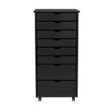 Rebrilliant Castaneda 8 Drawer Rolling Storage Chest Solid Wood in Black | 40.28 H x 20.75 W x 15.35 D in | Wayfair