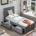 Red Barrel Studio® Linen Platform Bed w/ Headboard & Two Drawers, Full Upholstered/Linen in Brown/Gray | 47.2 H x 39.4 W x 76 D in | Wayfair