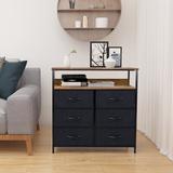 Latitude Run® 6 Drawer 31.1" Wide Iron Double Dresser Metal in Black/Brown | 33.1 H x 31.5 W x 11.7 D in | Wayfair FFD7839323124DAEB58B7E3C850A492F