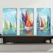 Longshore Tides Fine Day Sailing I - 3 Piece Wrapped Canvas Painting Print Set Canvas in White | 24 H x 36 W x 0.75 D in | Wayfair