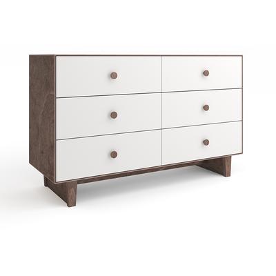Oeuf 6 Drawer Dresser - Rhea - White/Walnut