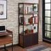 17 Stories Sara Bookcase In Espresso PU, Walnut & Sandy Black in Black/Brown | 70 H x 32 W x 14 D in | Wayfair CB36797D95034A58878A9643B657112C