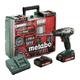 Perceuse visseuse Metabo bs 18 Set + 2 batteries 18V 2.0Ah, chargeur + Coffret Atelier mobile