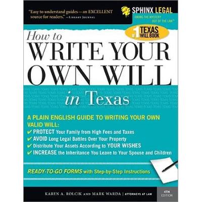 Write Your Own Texas Will [With Cdrom]