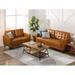 Priage by ZINUS Cognac Faux Leather Upholstered Sofa Couch