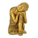 Relaxdays Buddha Figur Garten, wetterfest & frostsicher, XL Gartenbuddha ruhend, Gartenfigur, HBT: 61 x 40 x 37 cm, Gold