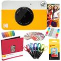 KODAK Printomatic Instant Camera (Gelb) Kunstpaket + Zinkpapier (20 Blatt) + 8 x 8-Stoff-Sammelalbum + 12 Doppelpunktmarker + 100 Aufkleber + 6 Scheren + Washi Tape