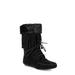 Nature Breeze Fringe Women's Moccasin Boots in Black