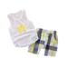 T-Shirt Pants Set for Baby Boy Round Neck Sleeveless Vest Cartoon Printed Tee Stripe Shorts Sets Soft Lightweight Infant Toddler Kids Children Outfits White L/90